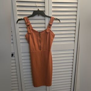 Derek Heart Tan Sleeveless Midi Dress